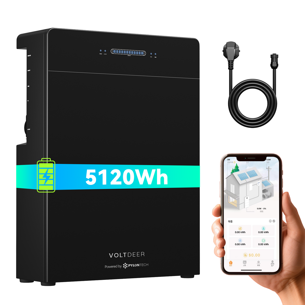 Voltdeer SR5000 5.12kWh Balcony Solar Storage System | Powered by PYLONTECH 2000W PV & 2400W AC All-in-One Power Station (IP65)