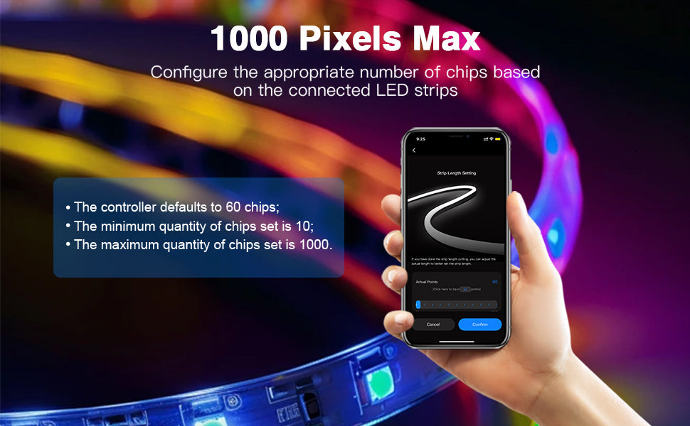 Naveitech Tuya Smart WiFi SPI Pixel Controller | DC 5V-24V 15A 1000 Pixels Addressable LED Strip Controller with Music Sync & App Control